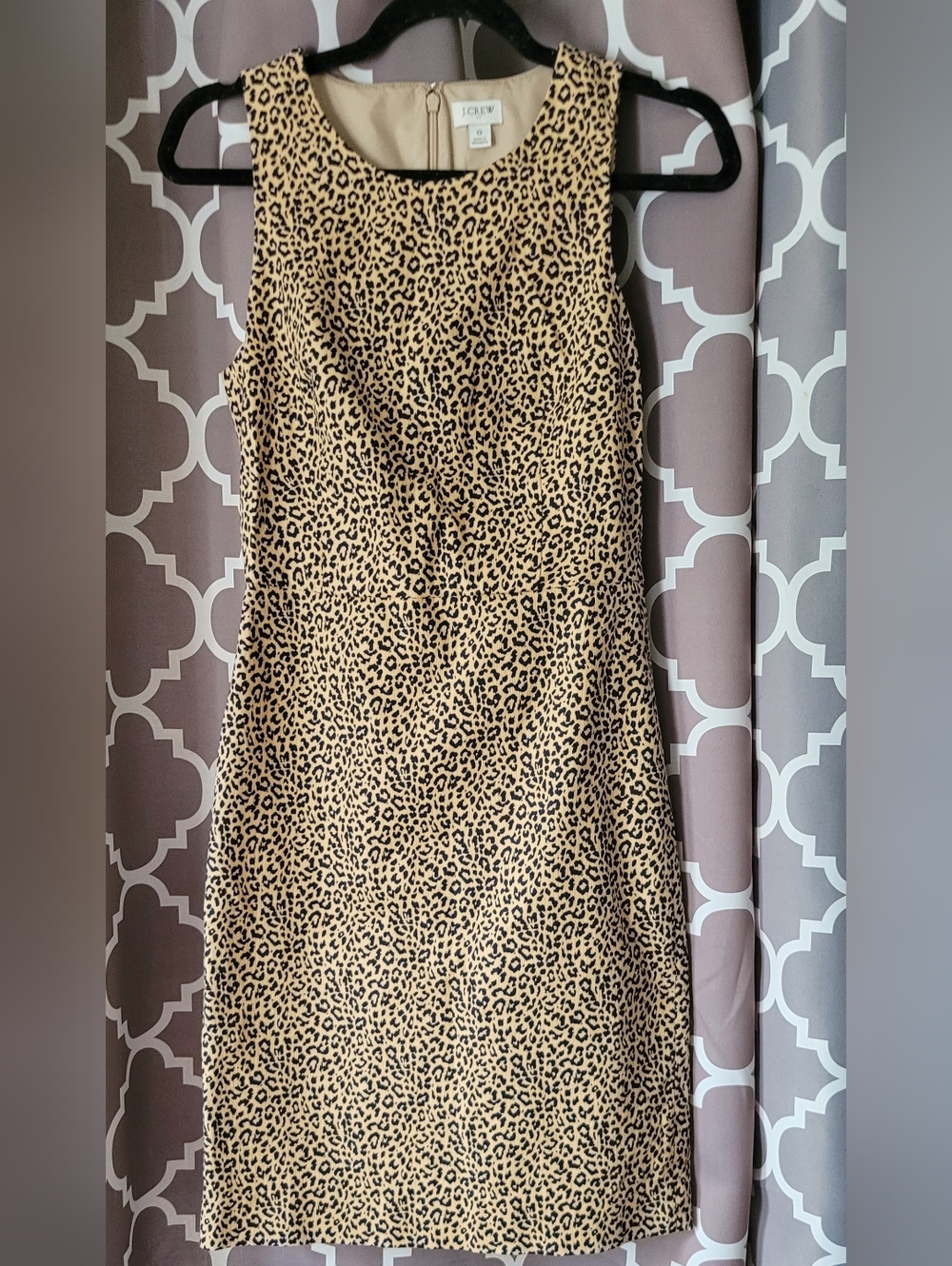 Leopard Print Sleeveless Shift Dress - Tan/Black
